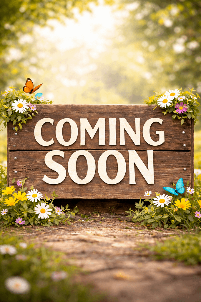 Wooden sign with flowers and butterflies